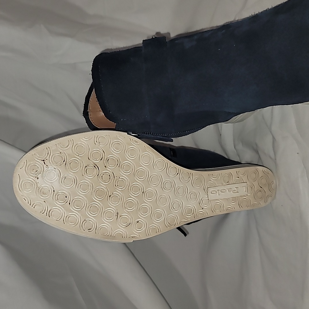 Linea Paolo Wedge Sneaker Navy Felicia Platform Shoes Bootie Suede Size 8 M - Picture 6 of 9